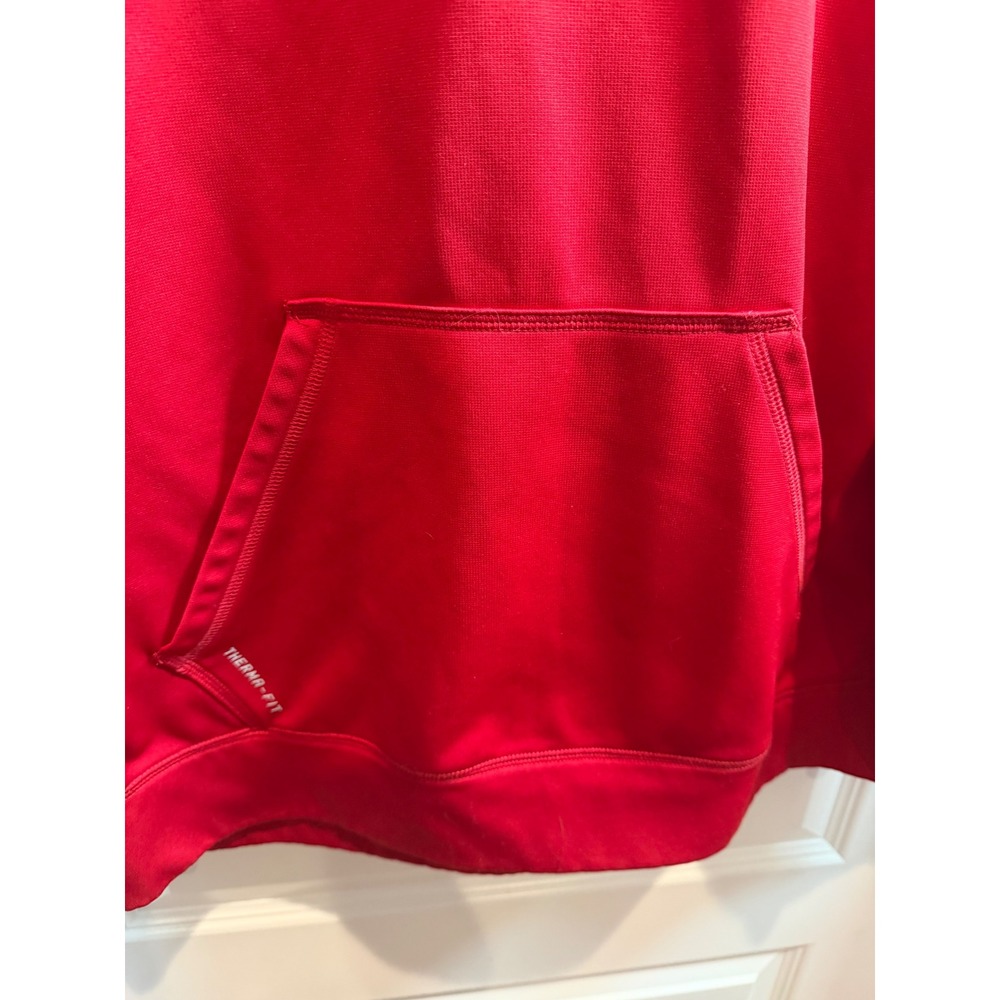 Nike Men Therma-FIT Pullover Hoodie Red Embroidered Swoosh Sweatshirt Training - Picture 10 of 11